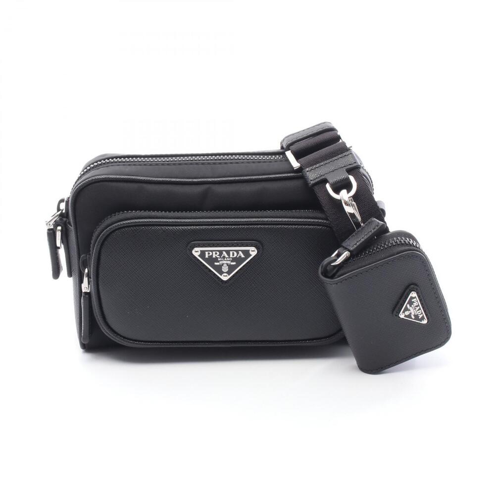 Prada Nylon Shoulder Re Black Leather Bag - Picture 2 of 4